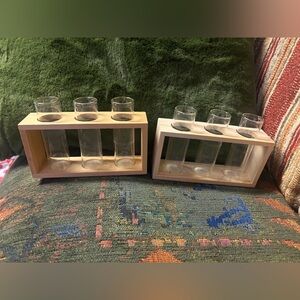 Wooden Test Tube Holder with Glass Vials